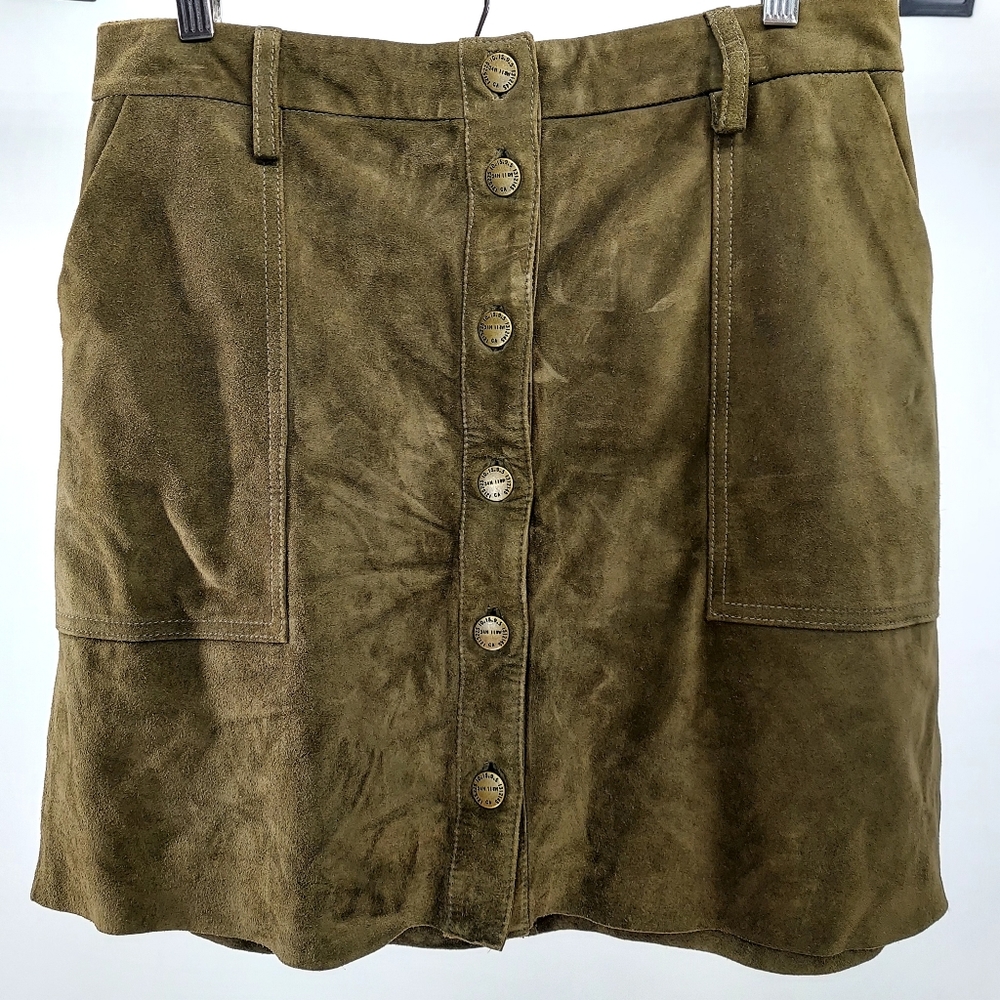 Current/Elliott 'The Leather Naval' Suede Mini Skirt 29